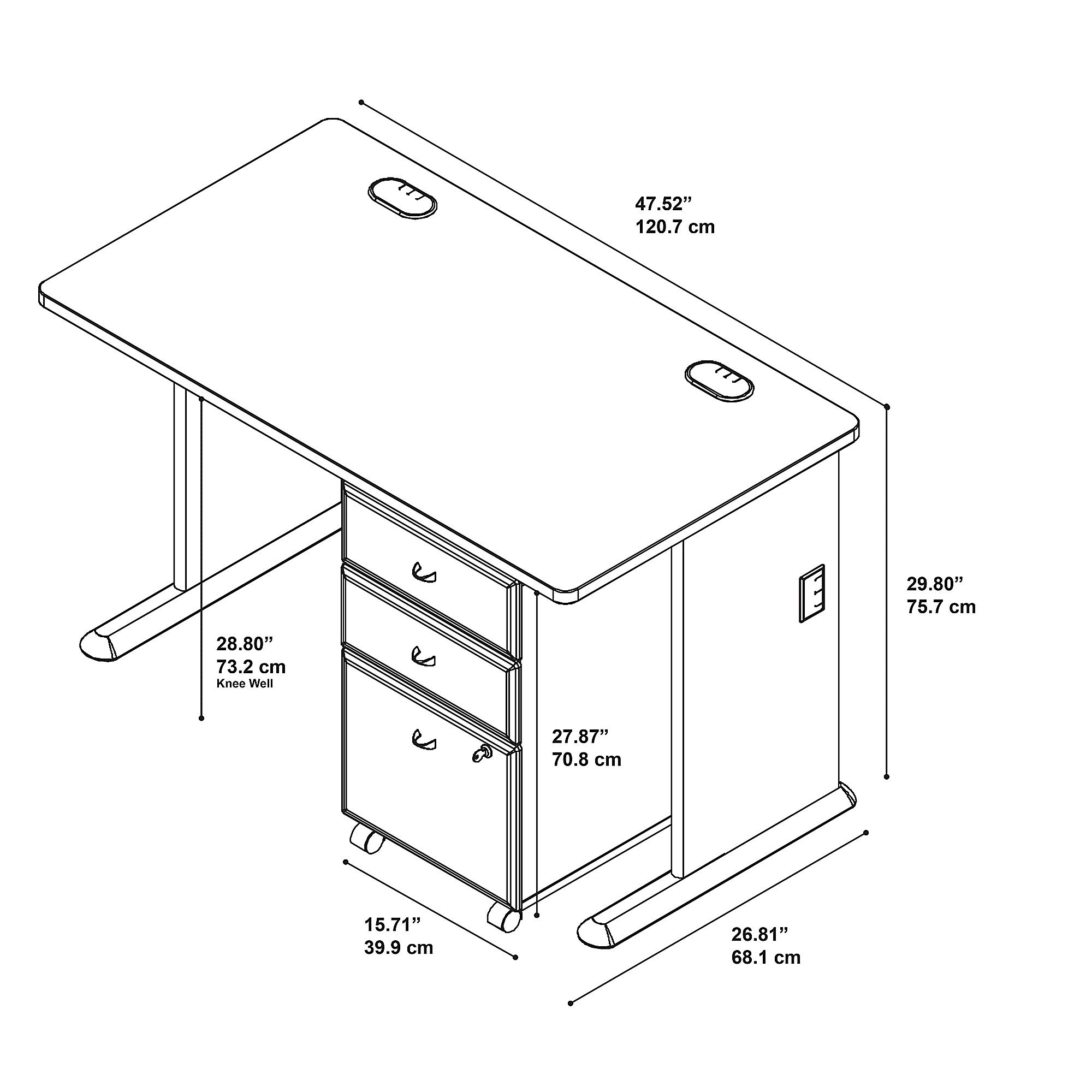 48W Desk with Mobile File Cabinet Natural Cherry Slate X978