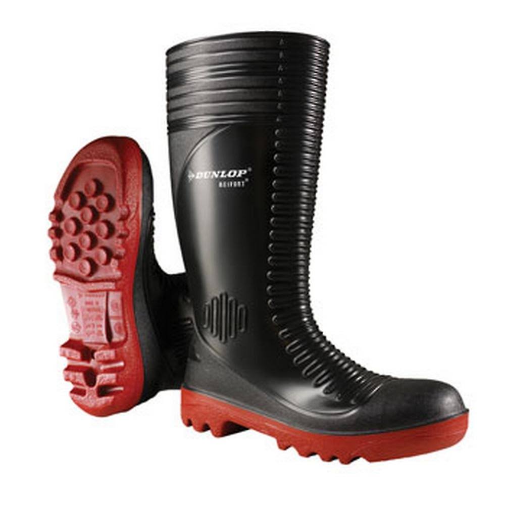 Black Ribbed Full Safety Wellies B268878