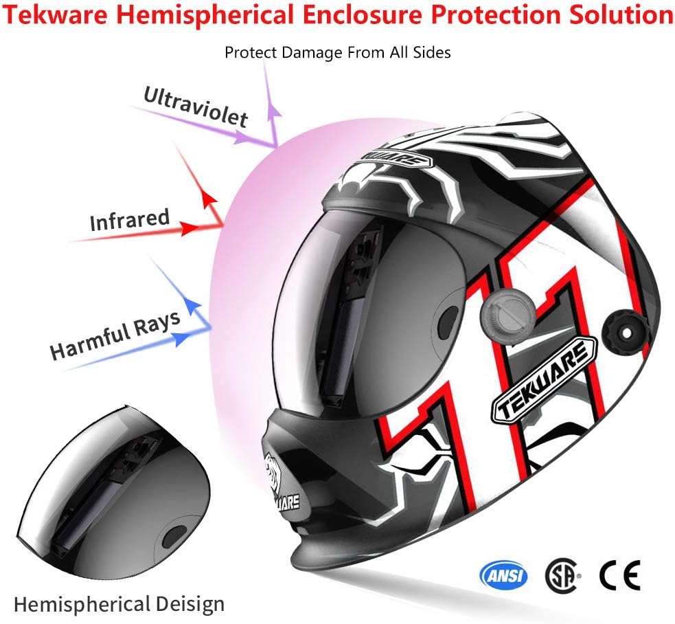 Solar Powered Auto Darkening Welding Helmet with 4 Arc Sensor R295