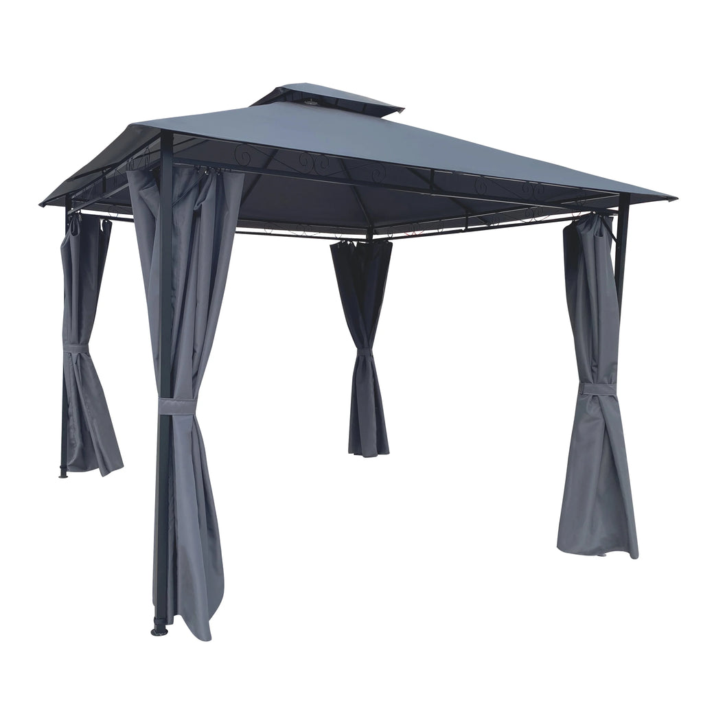 Gray Gazebo Canopy With Curtains T101