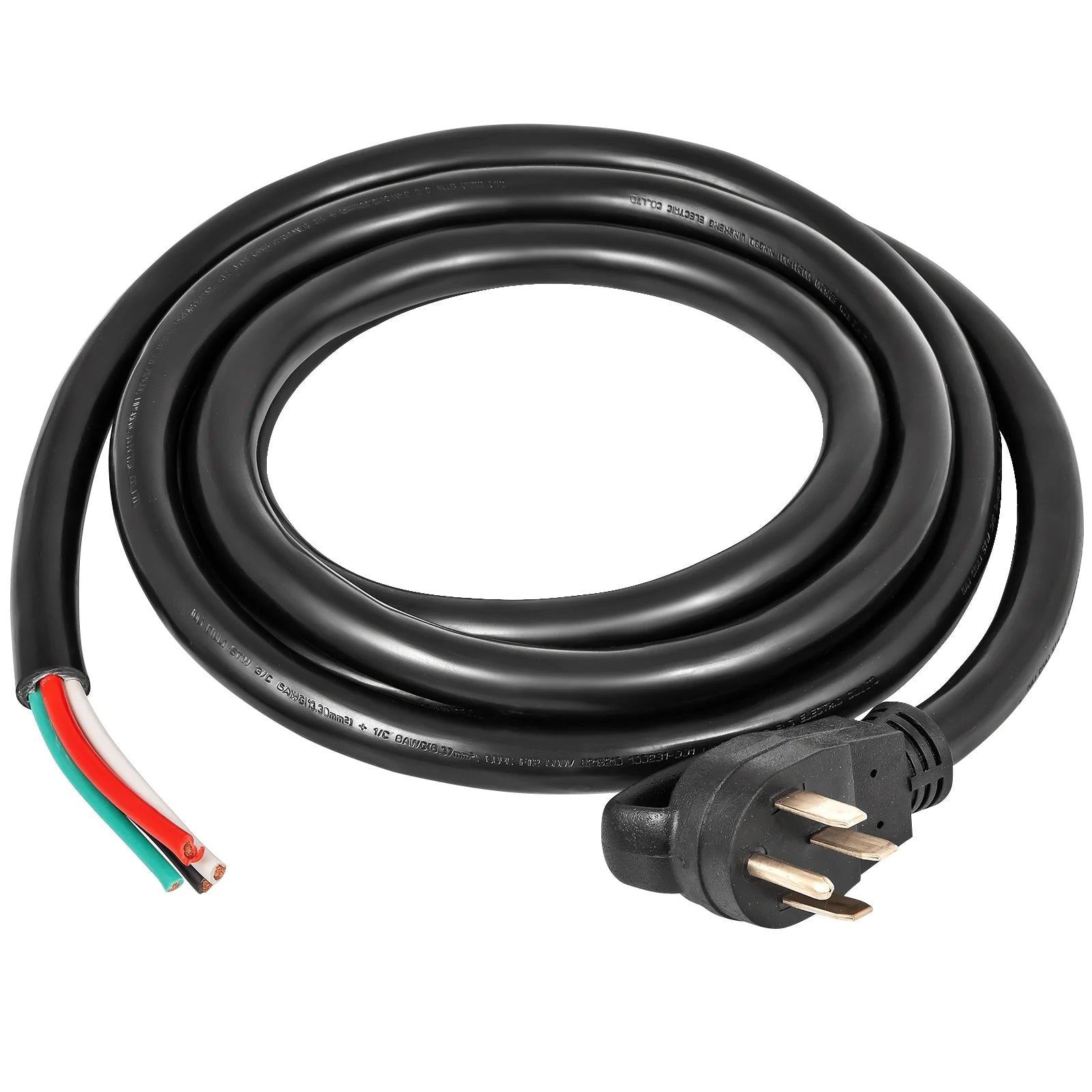 25' 50A RV Power Cord 6/3 + 8/1 AWG NEMA 14-50P to Bare Wire E8813