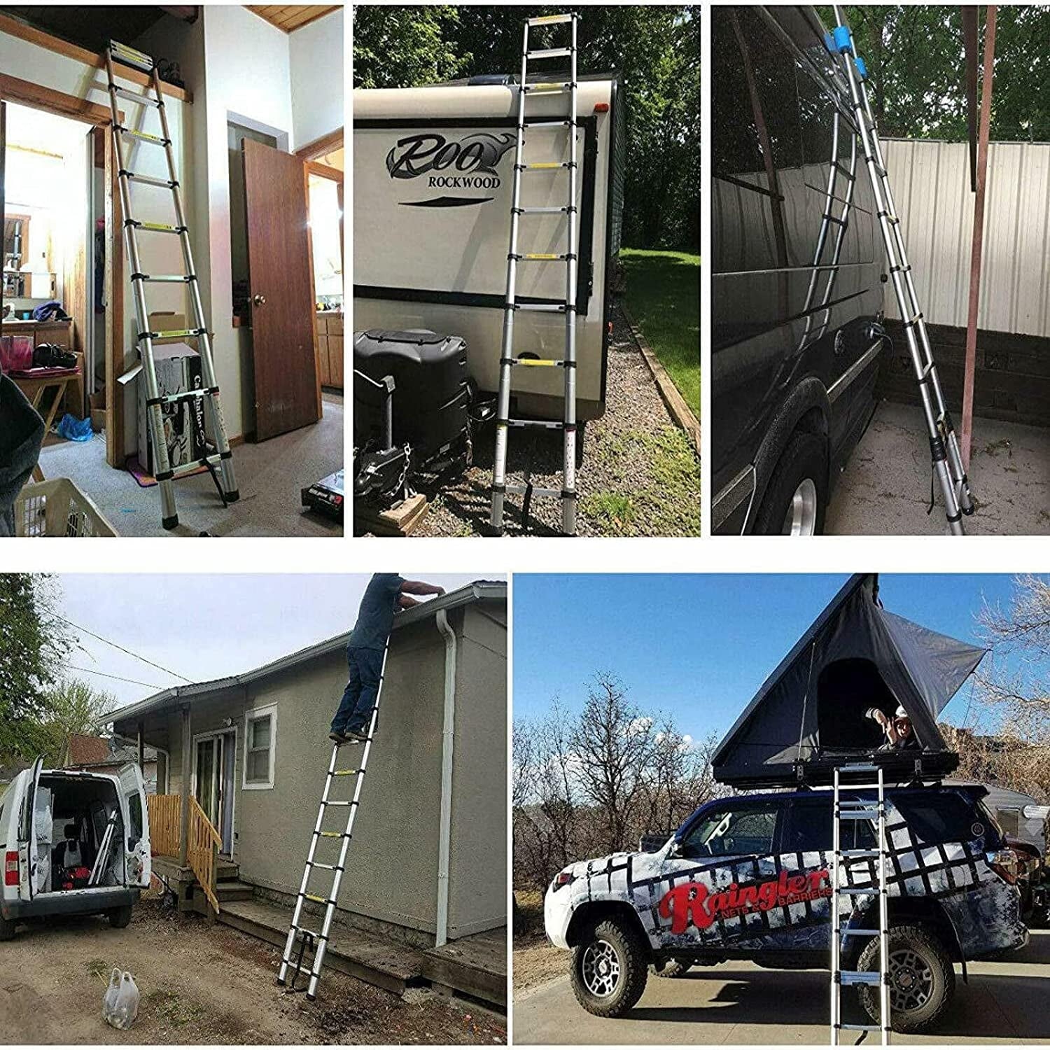 12.5FT Collapsible Telescoping Extension Ladder with 12 Steps L6975