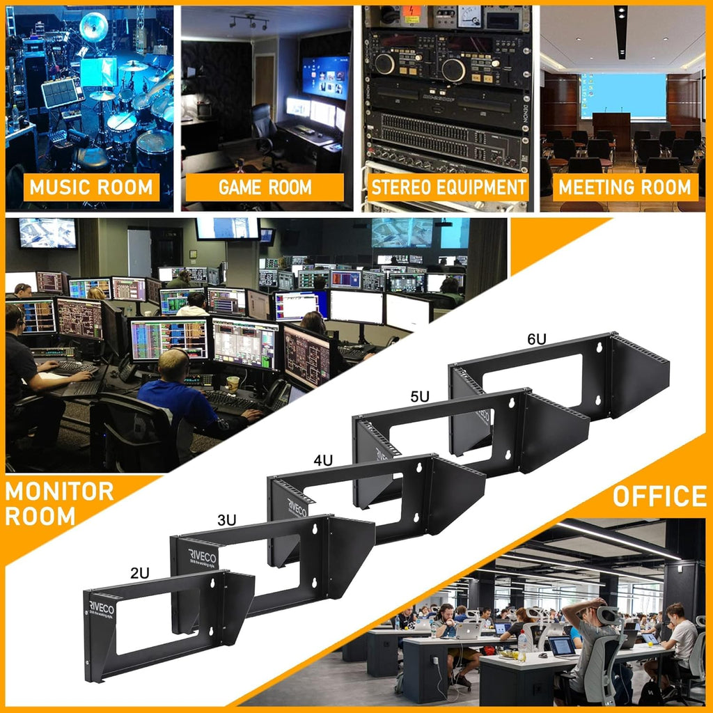 2U Wall Mount Rack Vertical Patch Panel Bracket Shelf Black R16699
