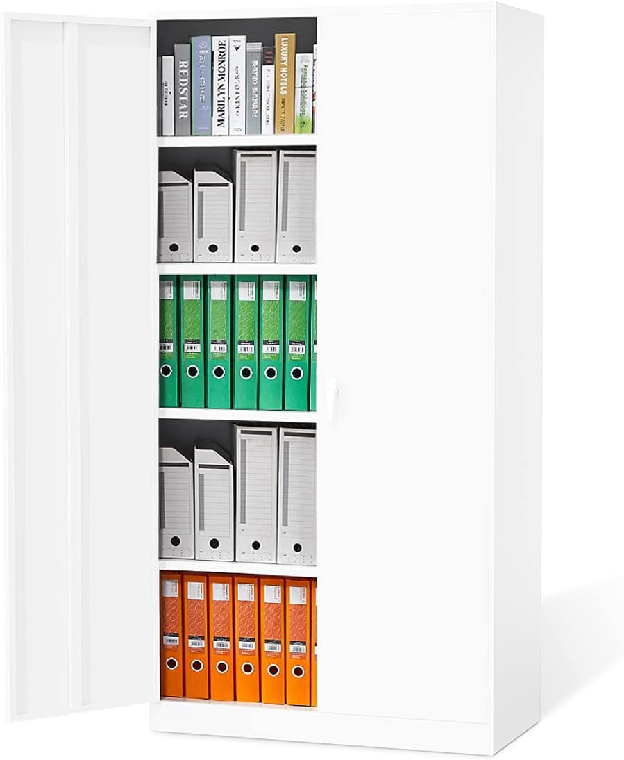 Metal Storage Cabinet with 2 Locking Doors and 4 Adjustable Shelves K44168