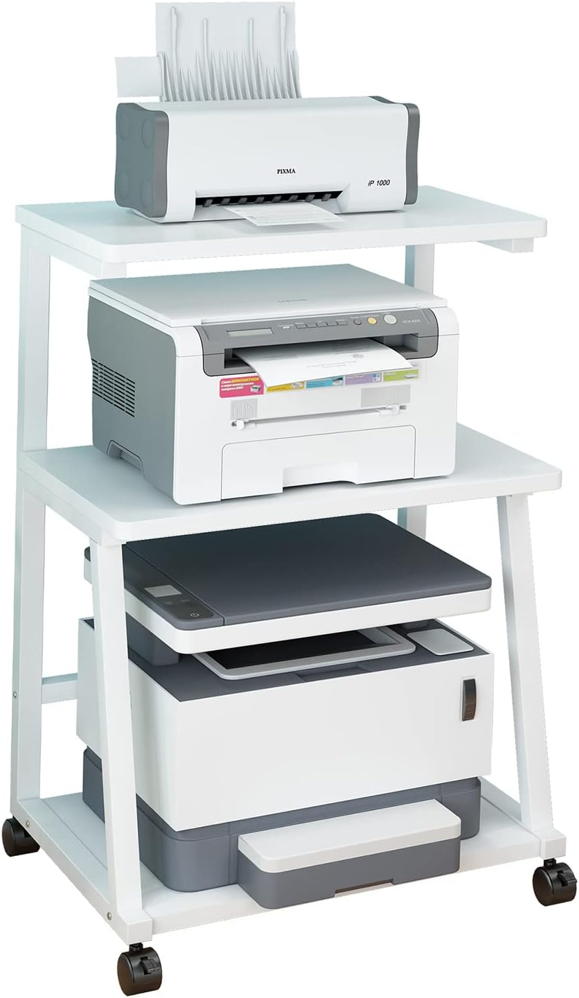 Black 3-Tier Rolling Printer Stand Cart with Storage Q61507