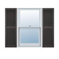 18 inchw x 63 inchh Vinyl Cathedral Top Center Mullion Open Louver Shutters with Shutter-Loks Per Pair N5638