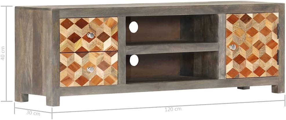 Gray TV Cabinet Solid Mango Wood N528