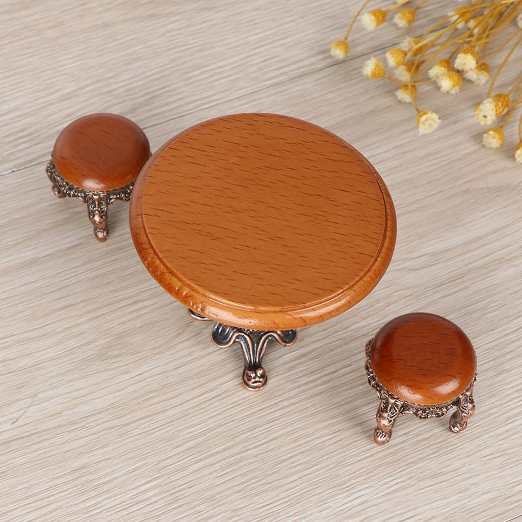 1:12 Wooden Round Kitchen Side Table And Stool B816