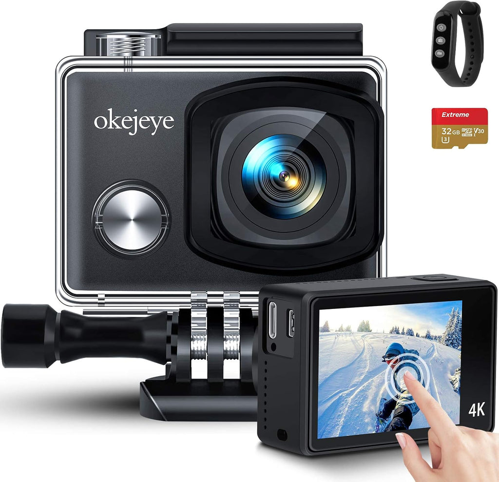 4K Action Camera 50fps 24MP Touch Screen 40M Waterproof WiFi Sport Camera with Remote Control and 32GB Micro SD Card Z649
