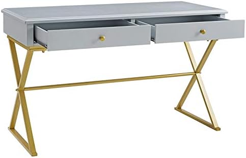 Gray Wood and Metal Two Drawer Desk C250