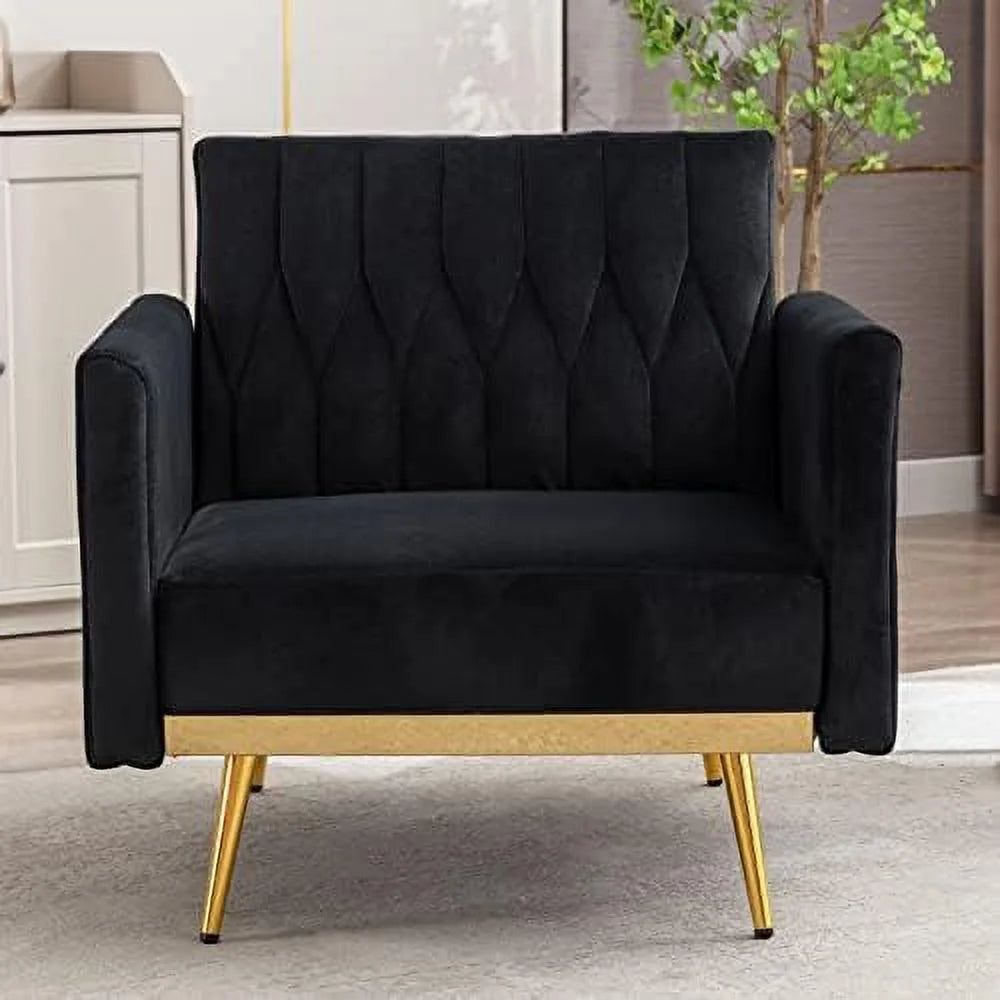 Orange Velvet Single Sofa Chair with Ottoman T9801