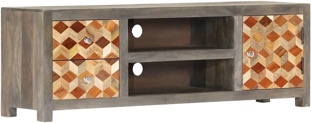 Gray TV Cabinet Solid Mango Wood N528