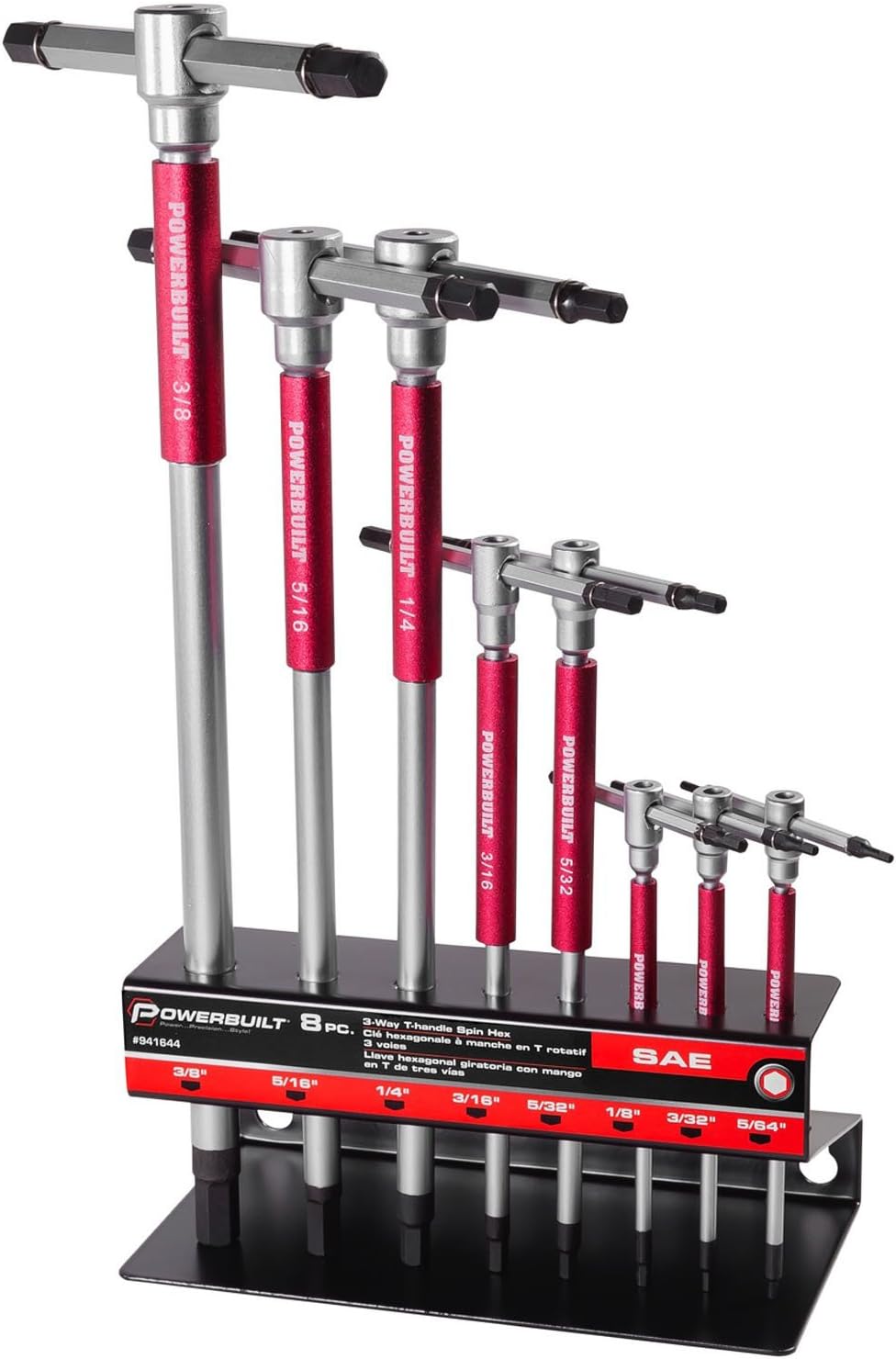 8 Pc SAE T-Handle Hex Allen Key Wrench Set with Storage Rack I483