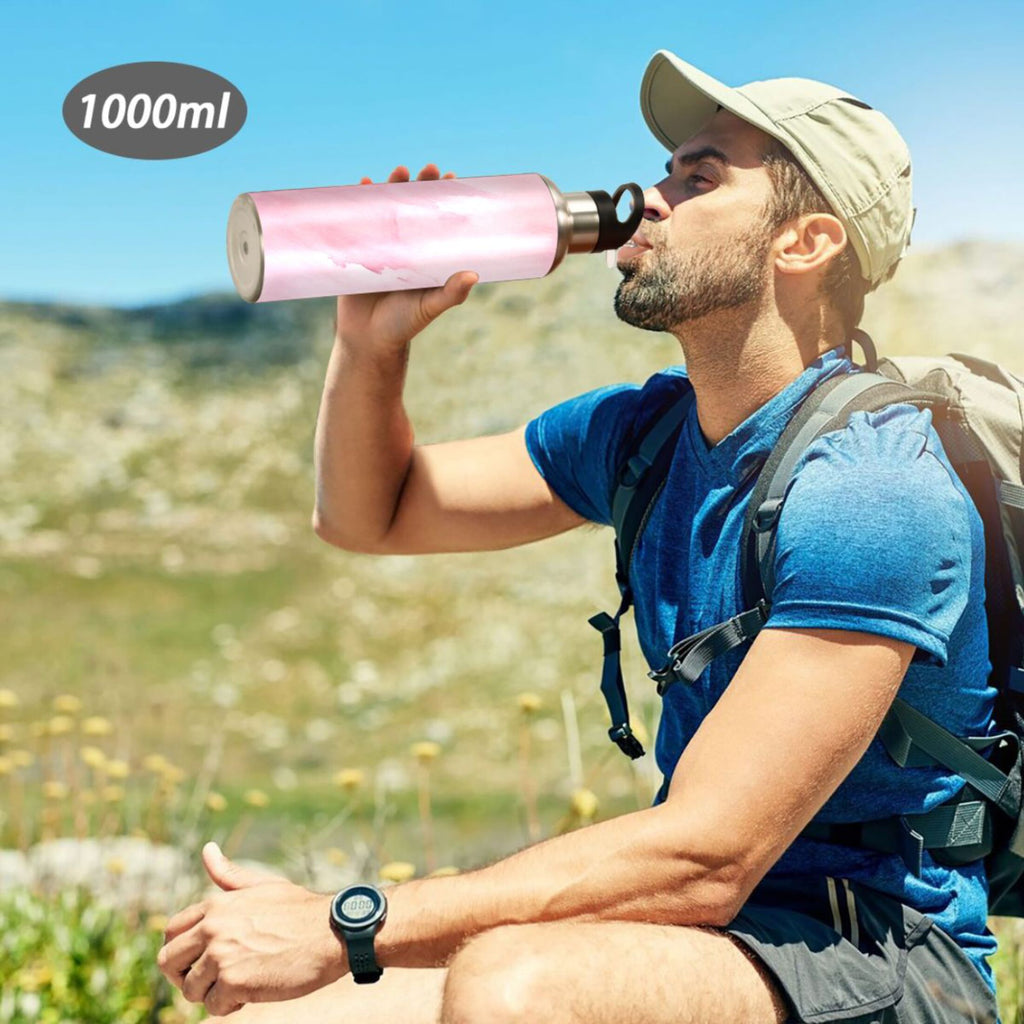 Pink Insulated Stainless Steel Water Bottle with Straw Lid 20 oz W64297