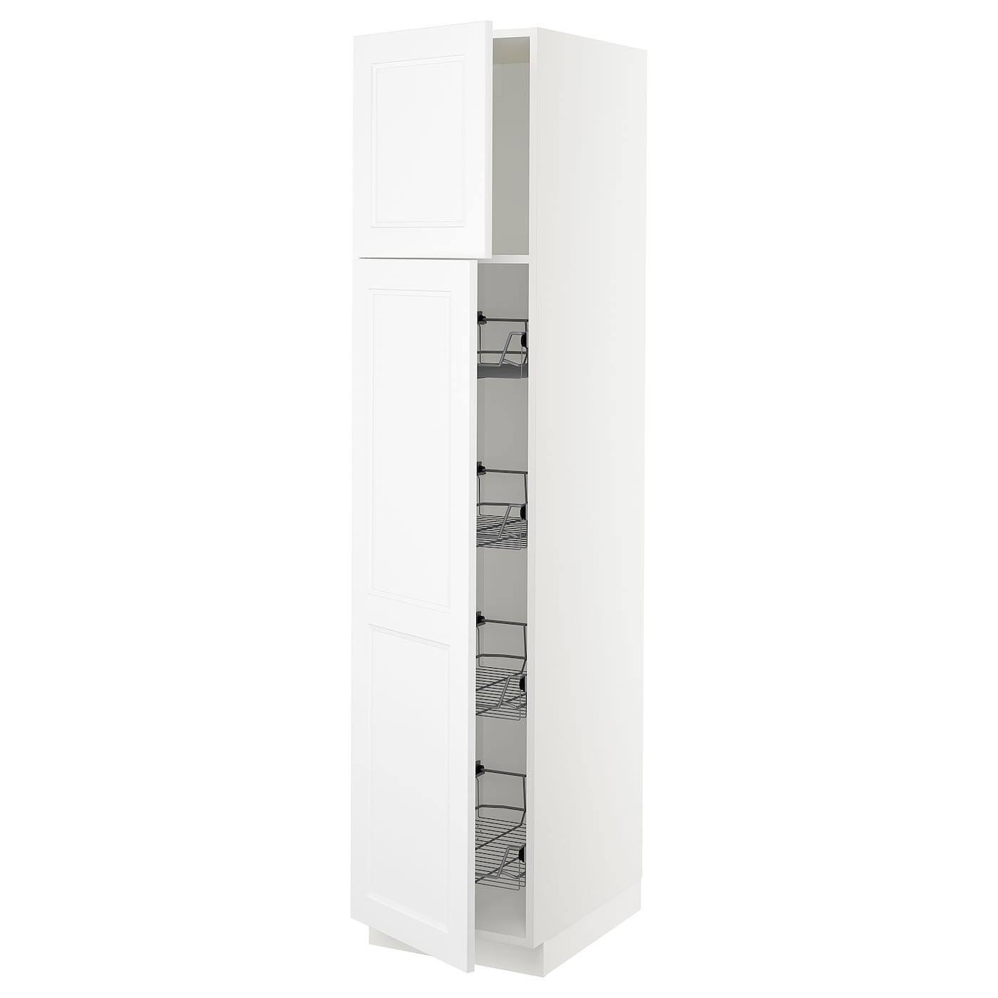 White High Cabinet with Door and Wire Baskets Y378