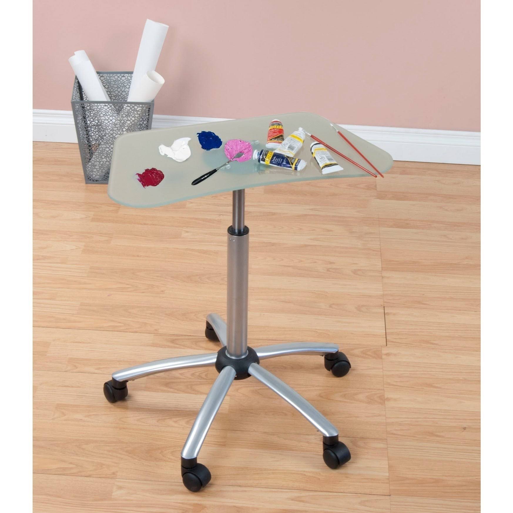 Silver Frosted Glass Mobile Cart T860393