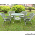 Antique Moss Resin Wicker Outdoor Dining Set (Set of 5) I456