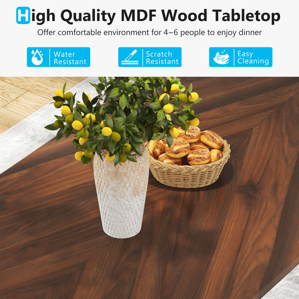 63'' Brown Dining Table with Wood Legs V811724