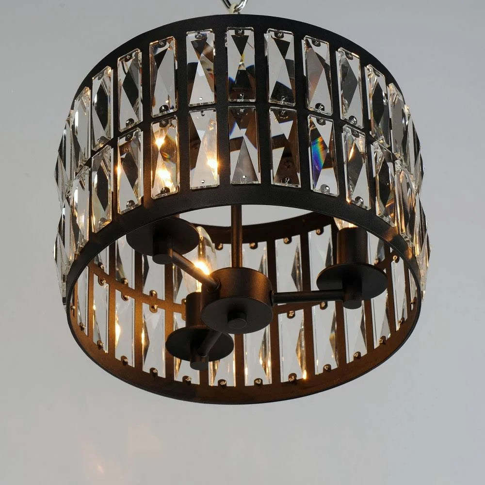 3 Light Flush Mount Black Finish I9745