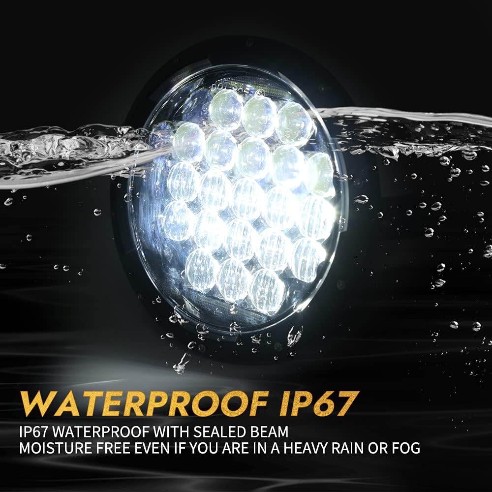 7" Inch LED Headlight with DRL Black Pair U826349
