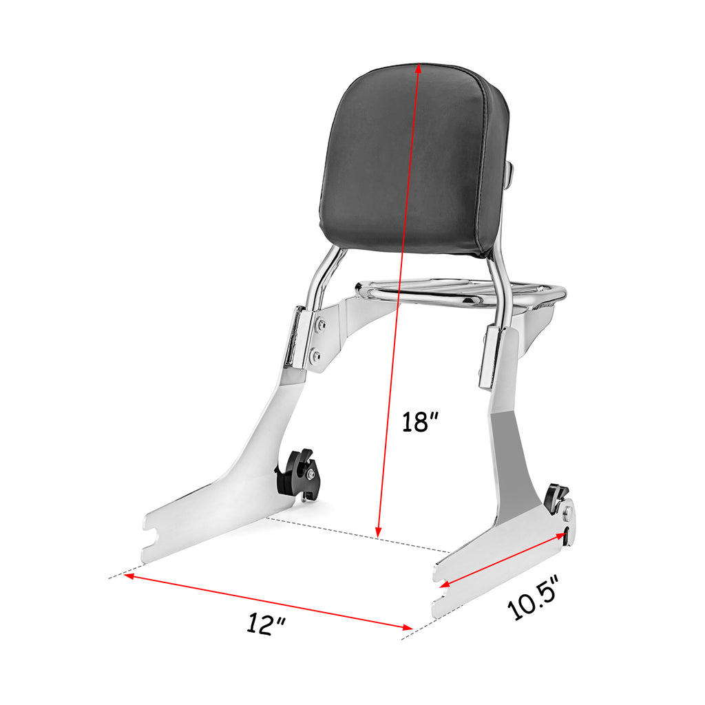 Chrome Passenger Backrest Sissy Bar and Luggage Rack for Harley Dyna I71556