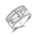 18K White Gold Plated Moissanite Engagement Ring Q295