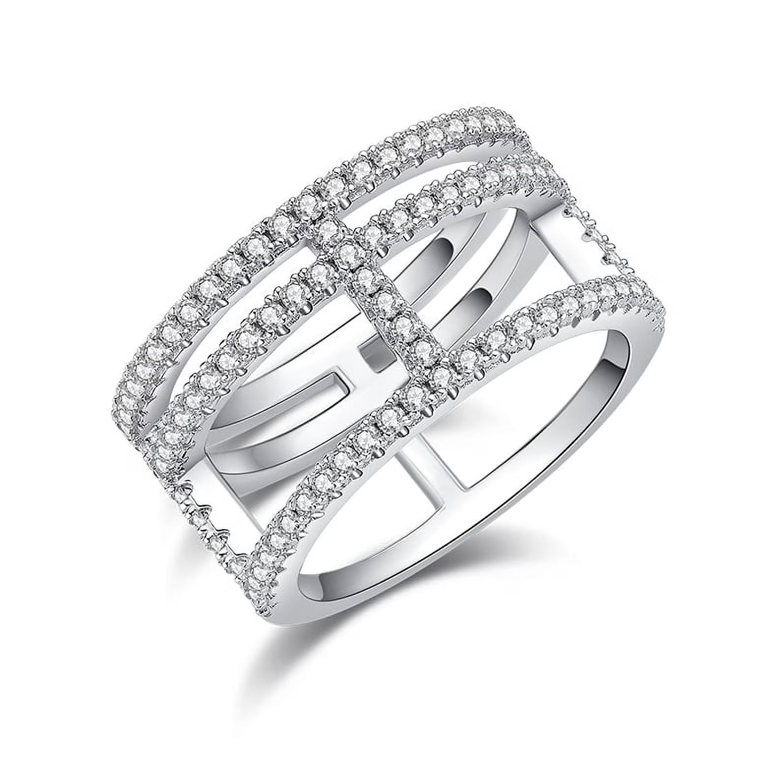 18K White Gold Plated Moissanite Engagement Ring Q295