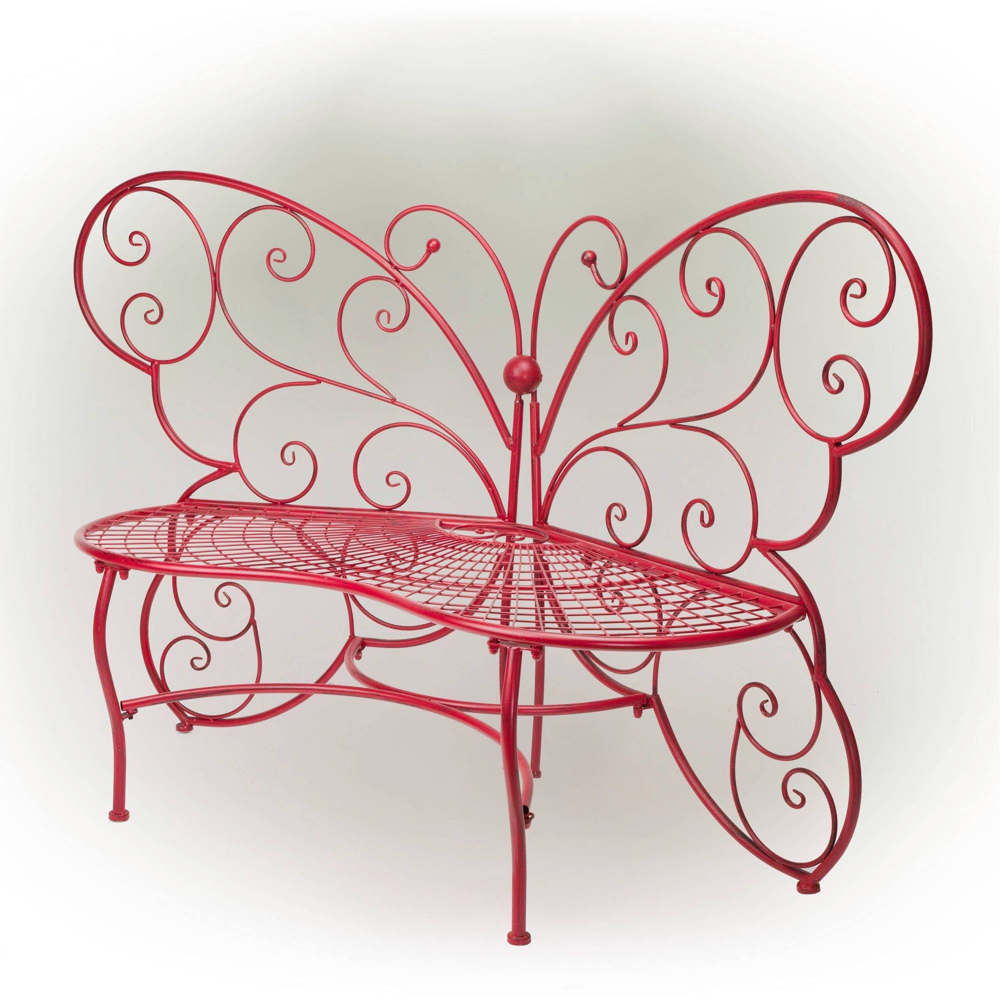 Red Butterfly Metal Bench X2213