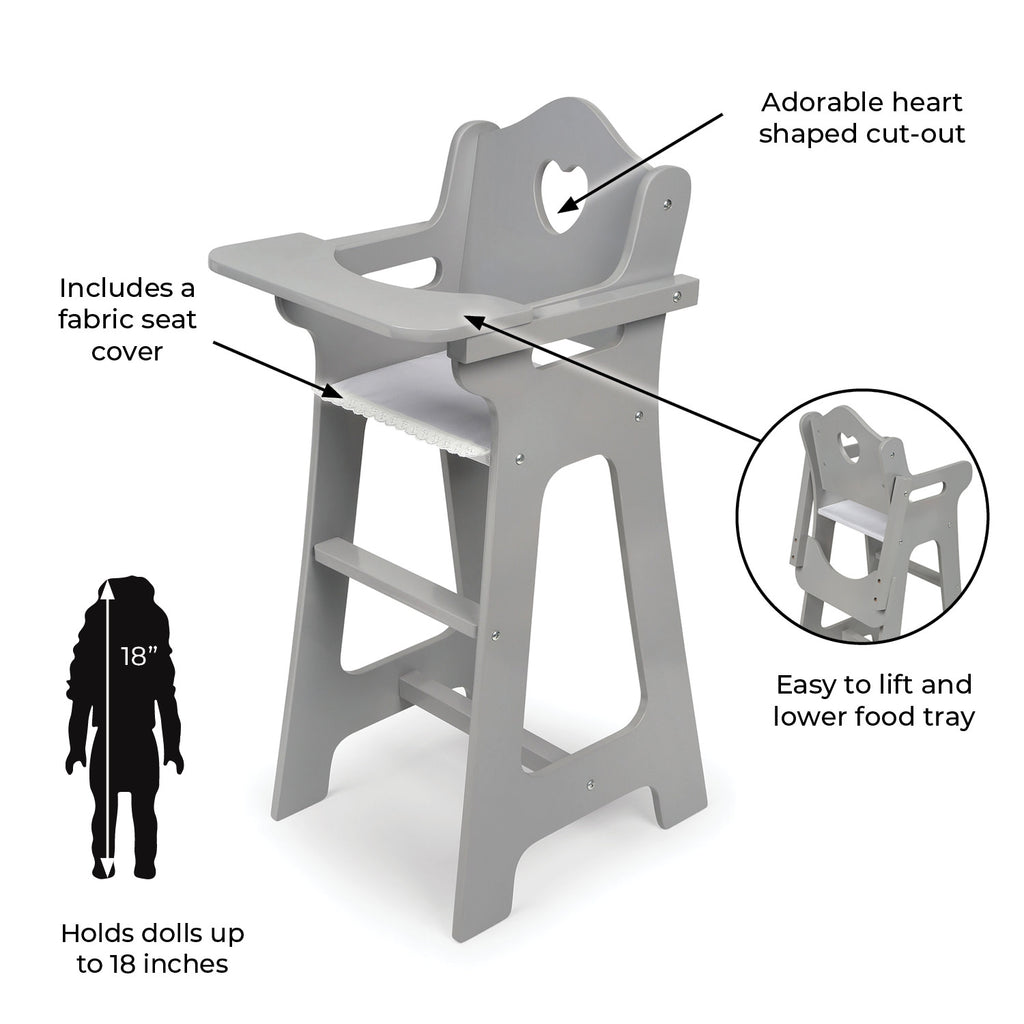 Gray Doll High Chair for 18 inch Dolls B73928