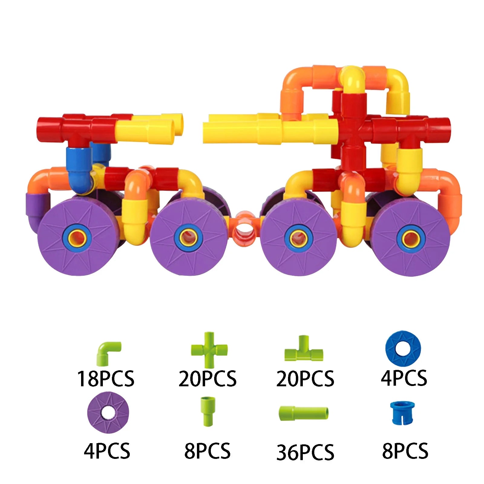 120 Piece Tubular Pipes & Spouts & Joints Educational Building Blocks Set T906