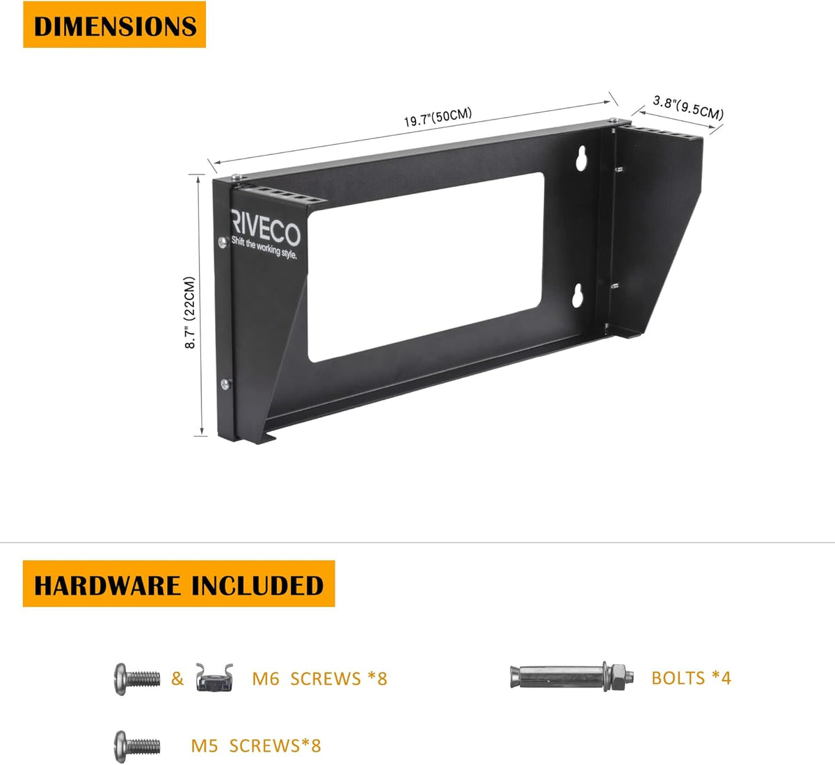 2U Wall Mount Rack Vertical Patch Panel Bracket Shelf Black R16699