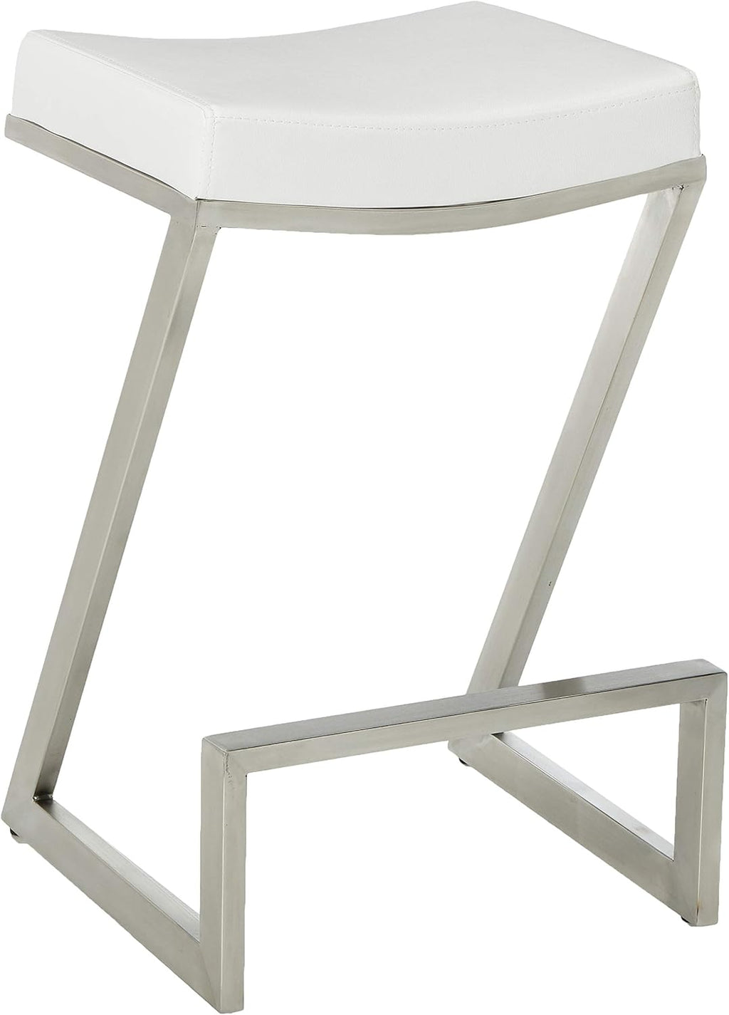 White Faux Leather Counter Height Barstool S80931