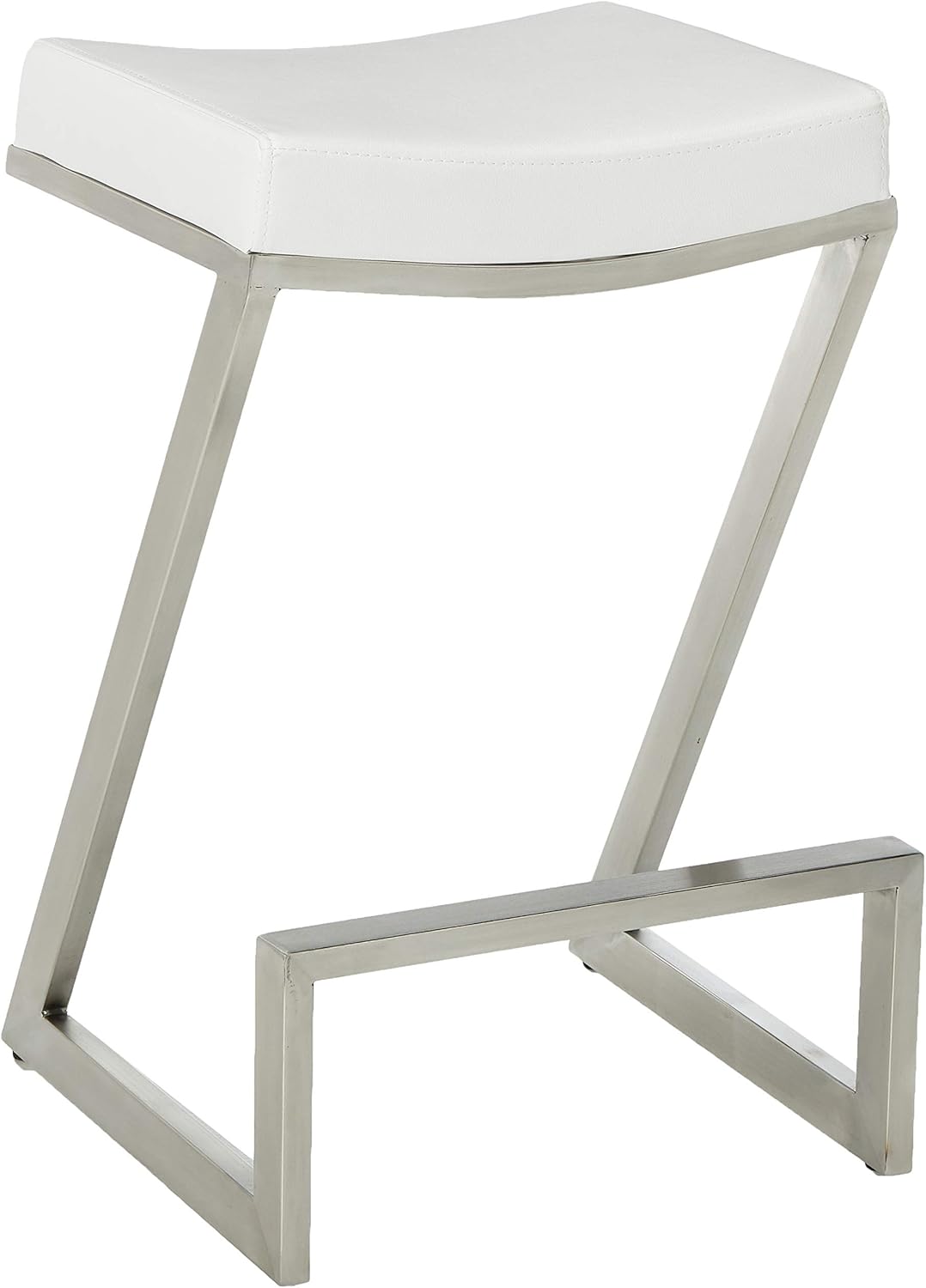 White Faux Leather Counter Height Barstool S80931