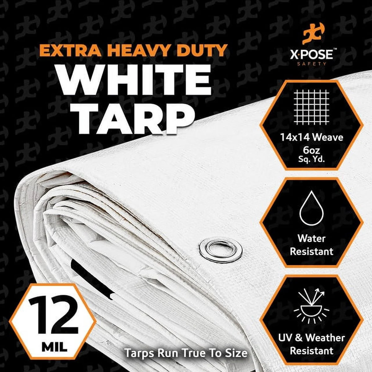 White Poly Tarp 10' x 30' Waterproof 12 Mil Polyethylene S508