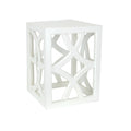 White Square Side Table with Open Lattice Design O61008