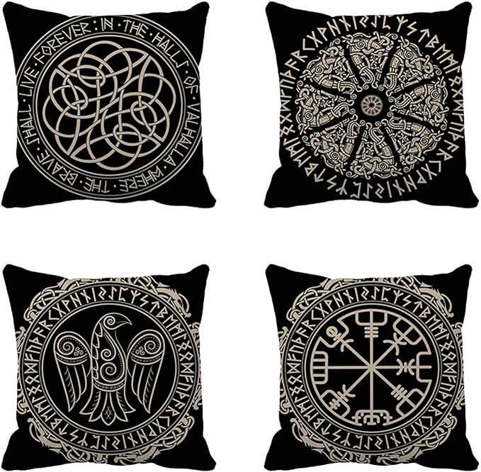 Set of 4 White Black 18x18 Inch Throw Pillow Covers V4930