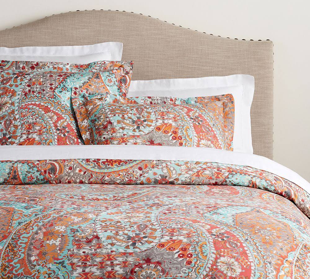 Paisley Organic Percale Duvet Cover, Full/Queen K145