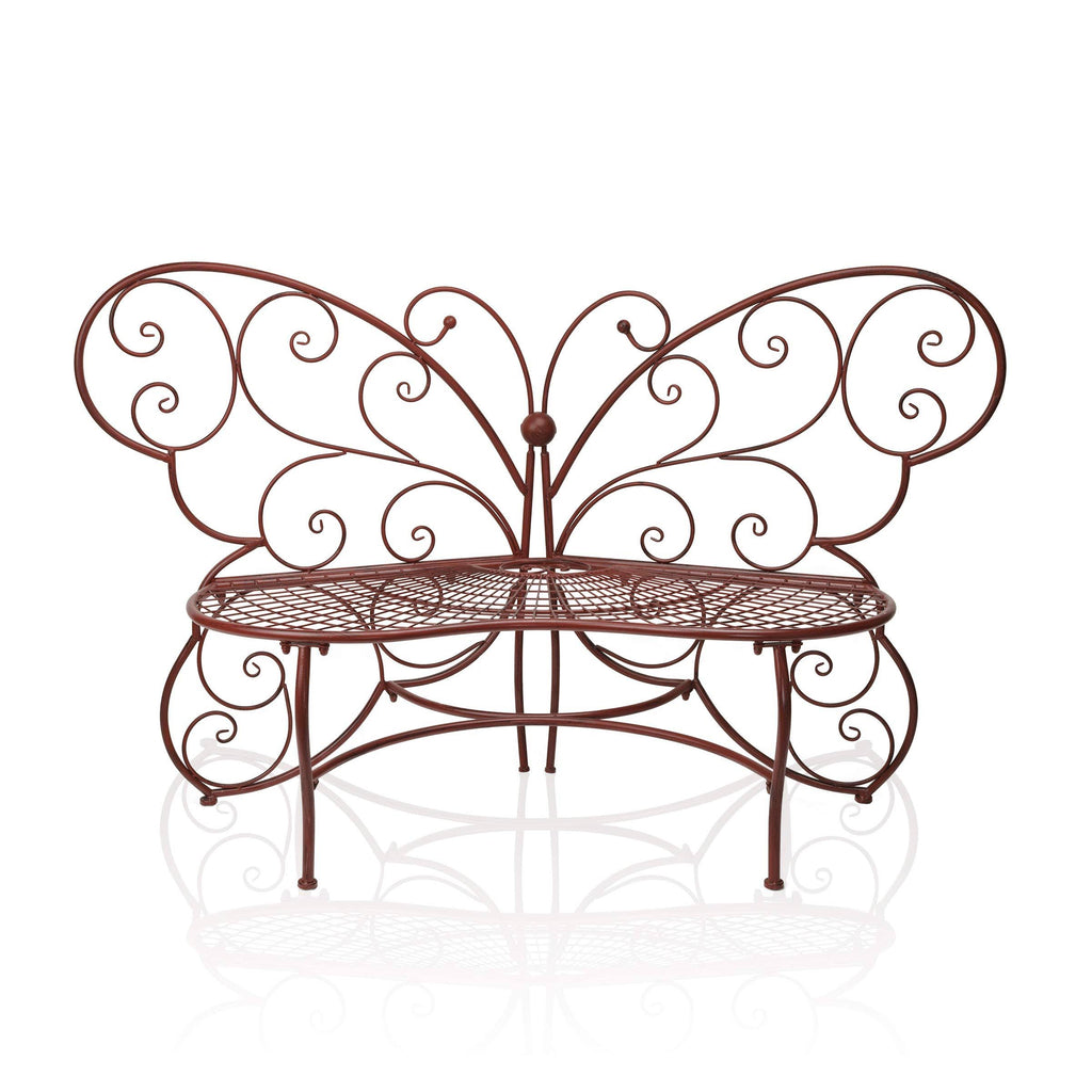 Red Butterfly Metal Bench X2213