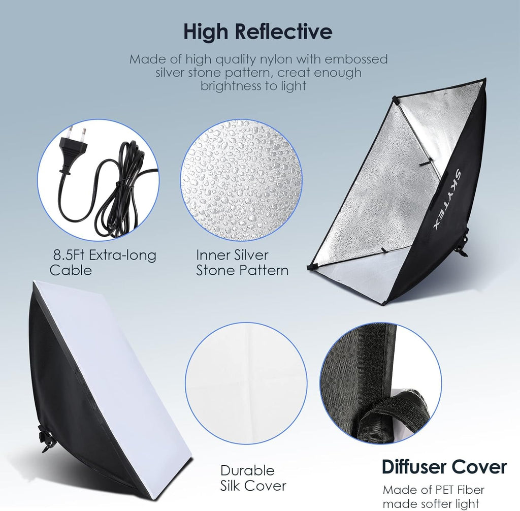 Softbox Continuous Photography Lighting Kit with 2 Soft Boxes and 2 LED Bulbs A431734
