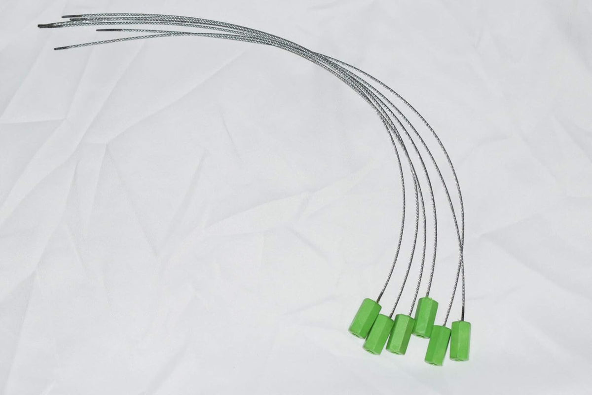 Green Steel Security Cable Wire Seals Numbered Anti-Tamper Tags Pack of 100 T33794