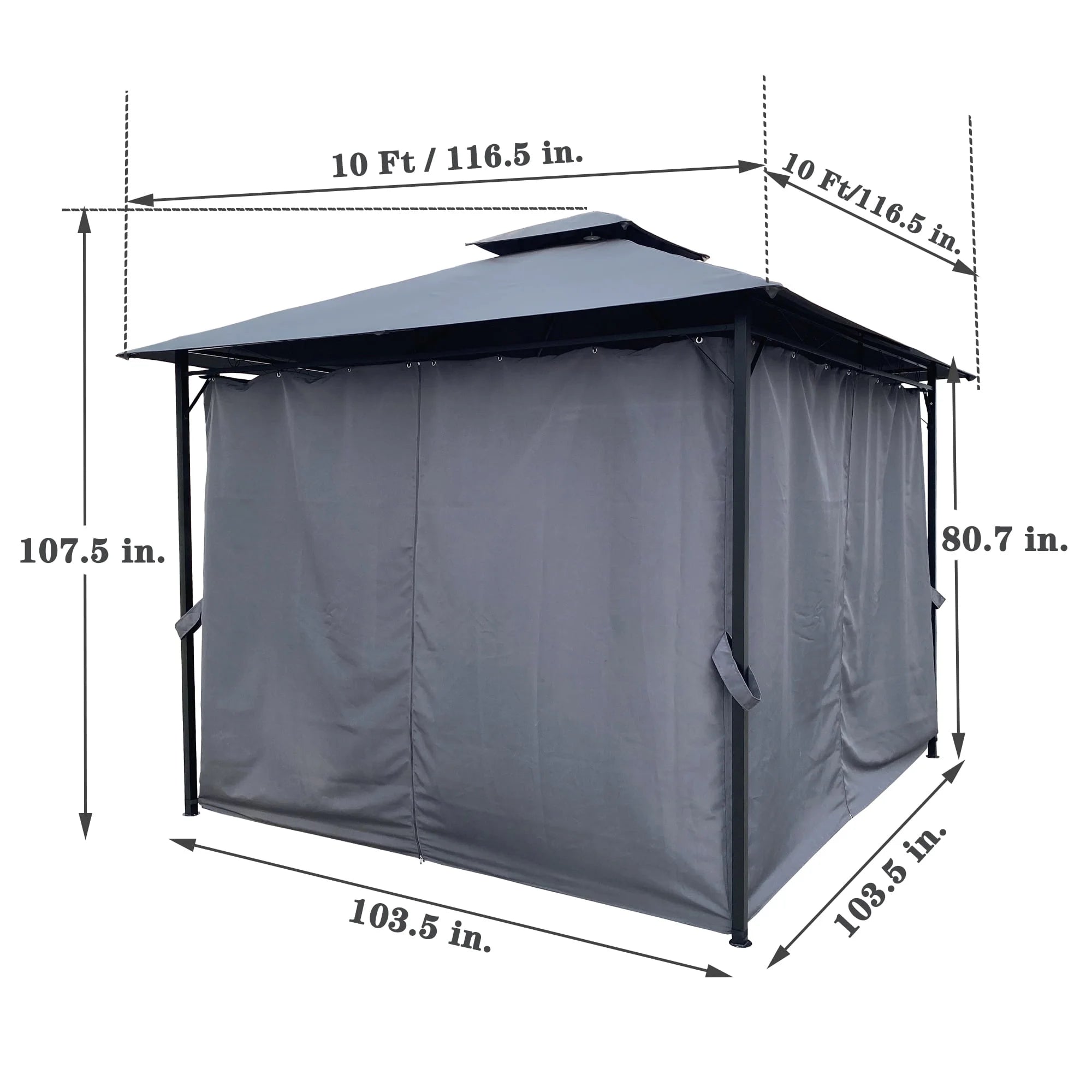 Gray Gazebo Canopy With Curtains T101
