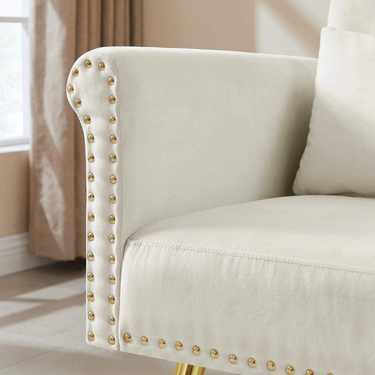 Velvet Armchair with Metal Legs K365