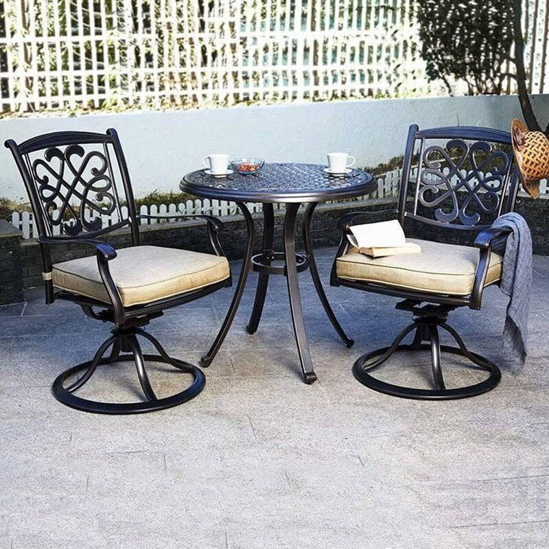Beige 2 Piece Patio Bistro Chairs Set K416
