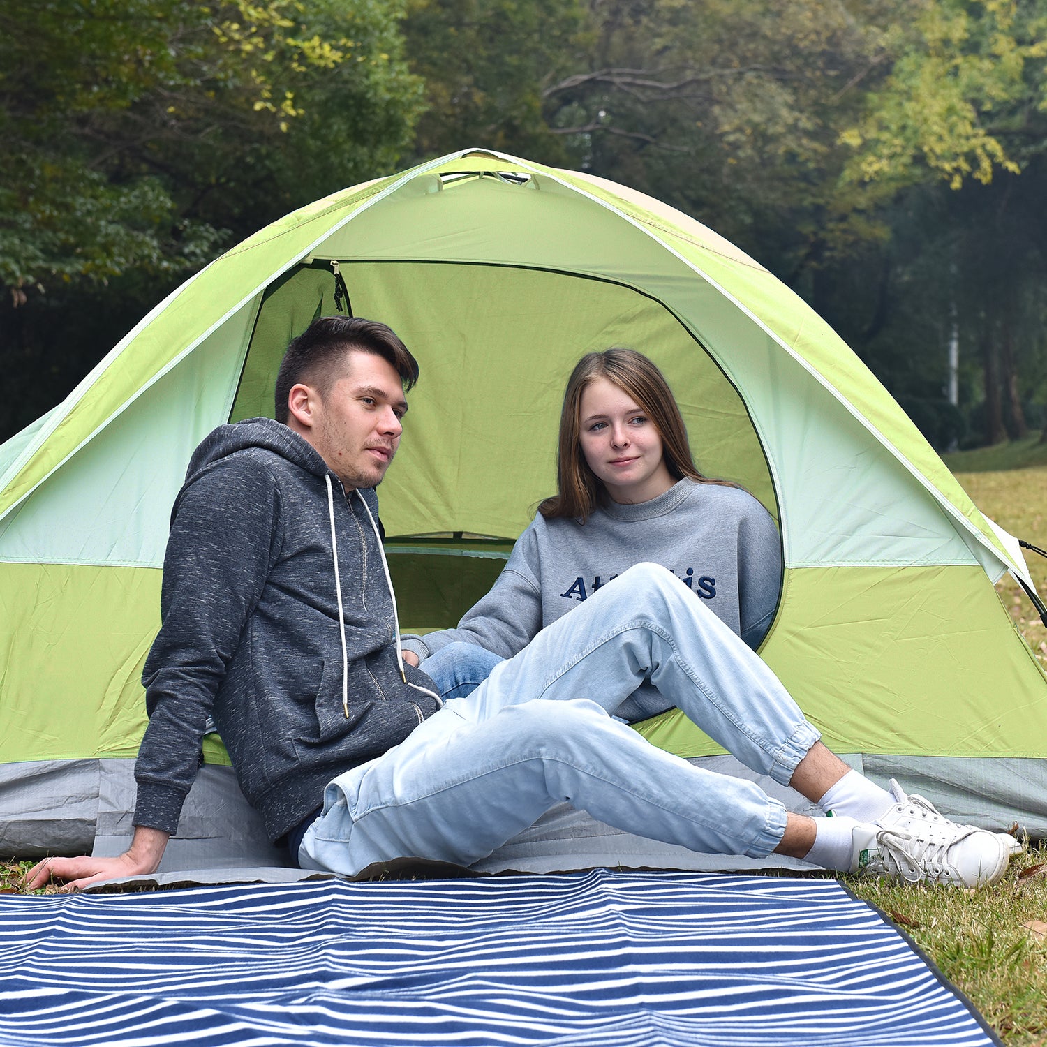 3 Person Dome Tent Ultralight Camping Tent with Carrying Bag Waterproof Green E843