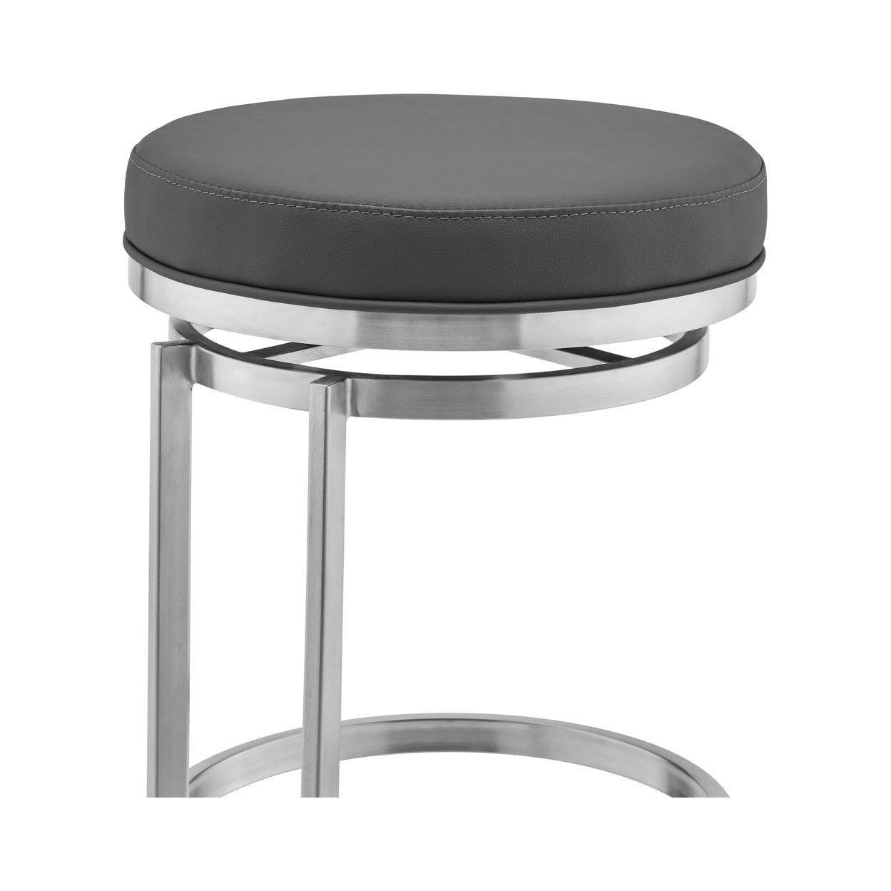 Gray Faux Leather Swivel Bar Stool C147