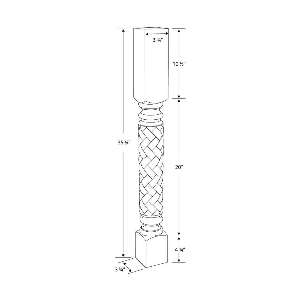 3-3/4 in. x 35-1/4 in. Unfinished Solid Cherry Kitchen Island Leg V625