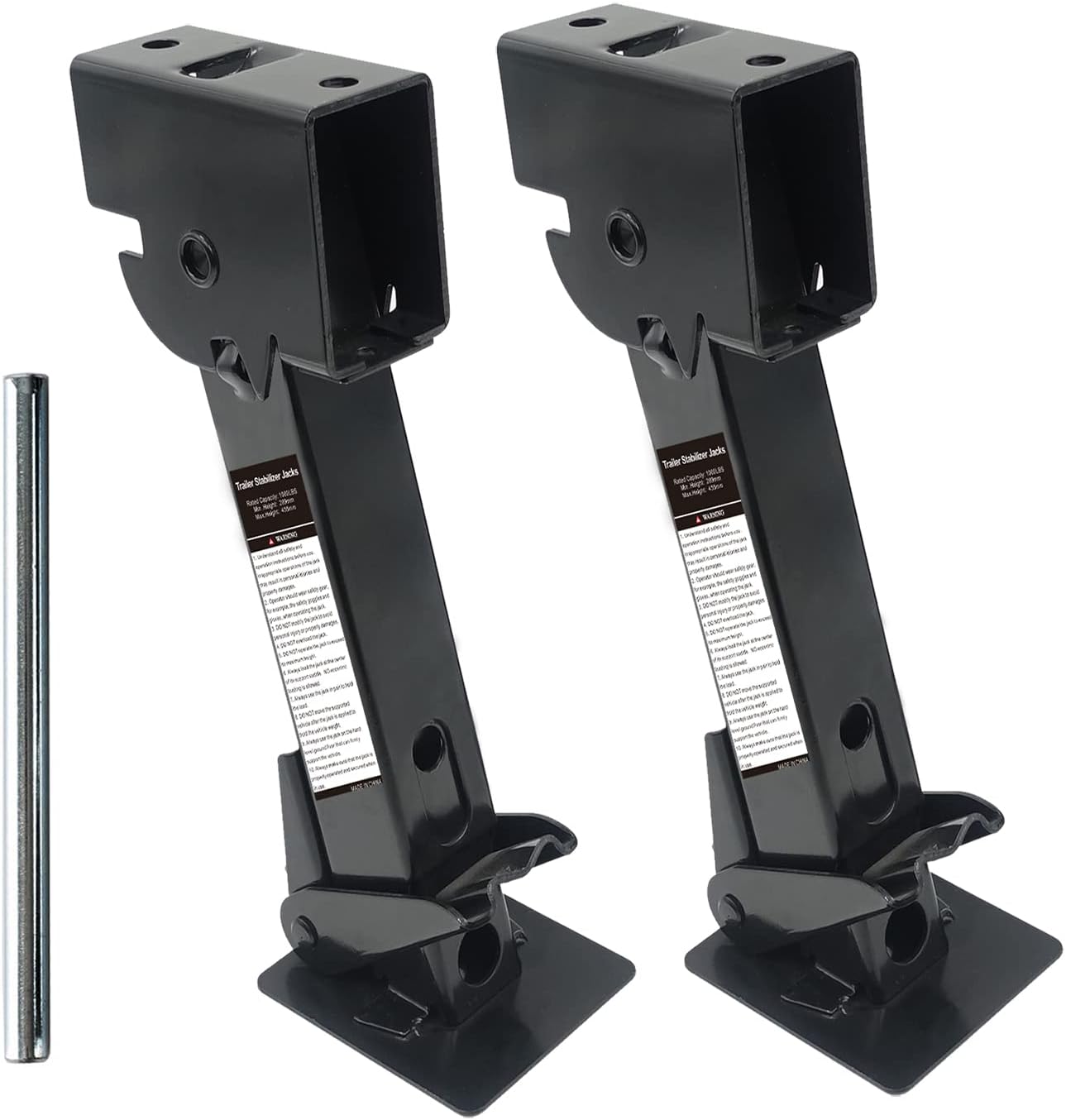 Pair of Trailer Stabilizer Jacks Telescoping RV Camper Accessories 450kg (1000 Lbs) Capacity Each Pack of 2 N952595