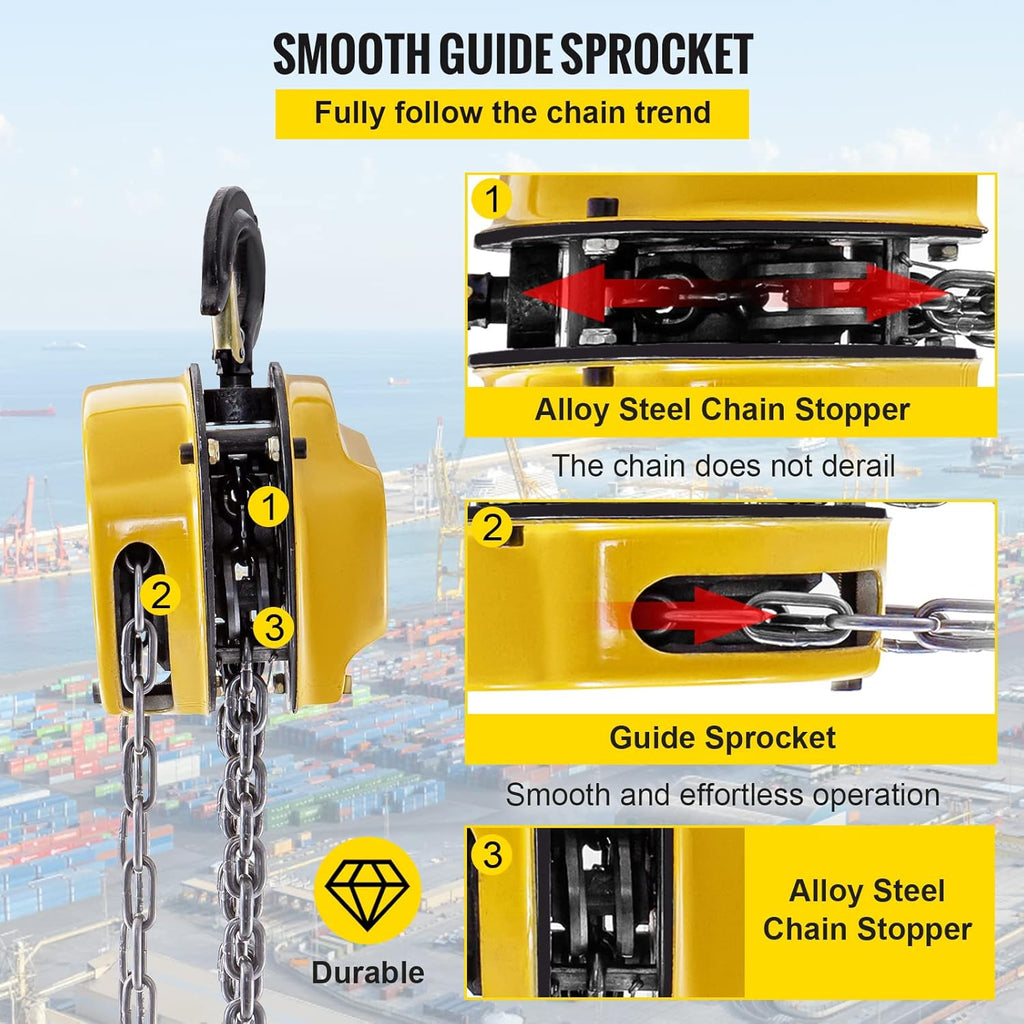 Chain Hoist 1100lbs 10ft Yellow Pack of 2 R94762