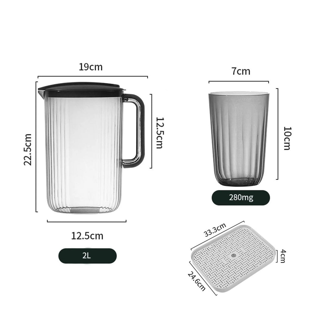 Gray 2000ml Fridge Pitcher with Lid, 6Pcs Z155989