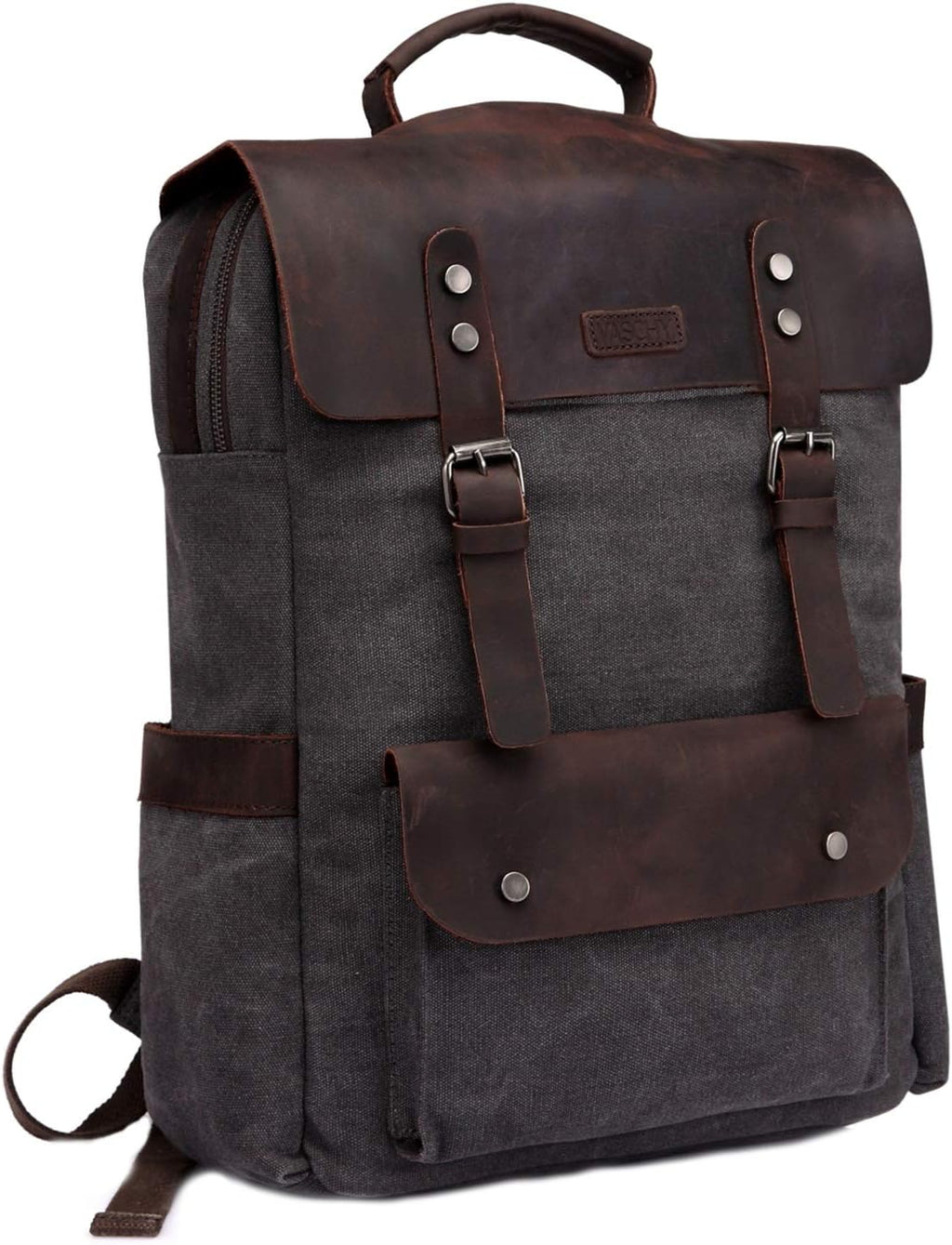 Leather Canvas Laptop Backpack Rucksack S448